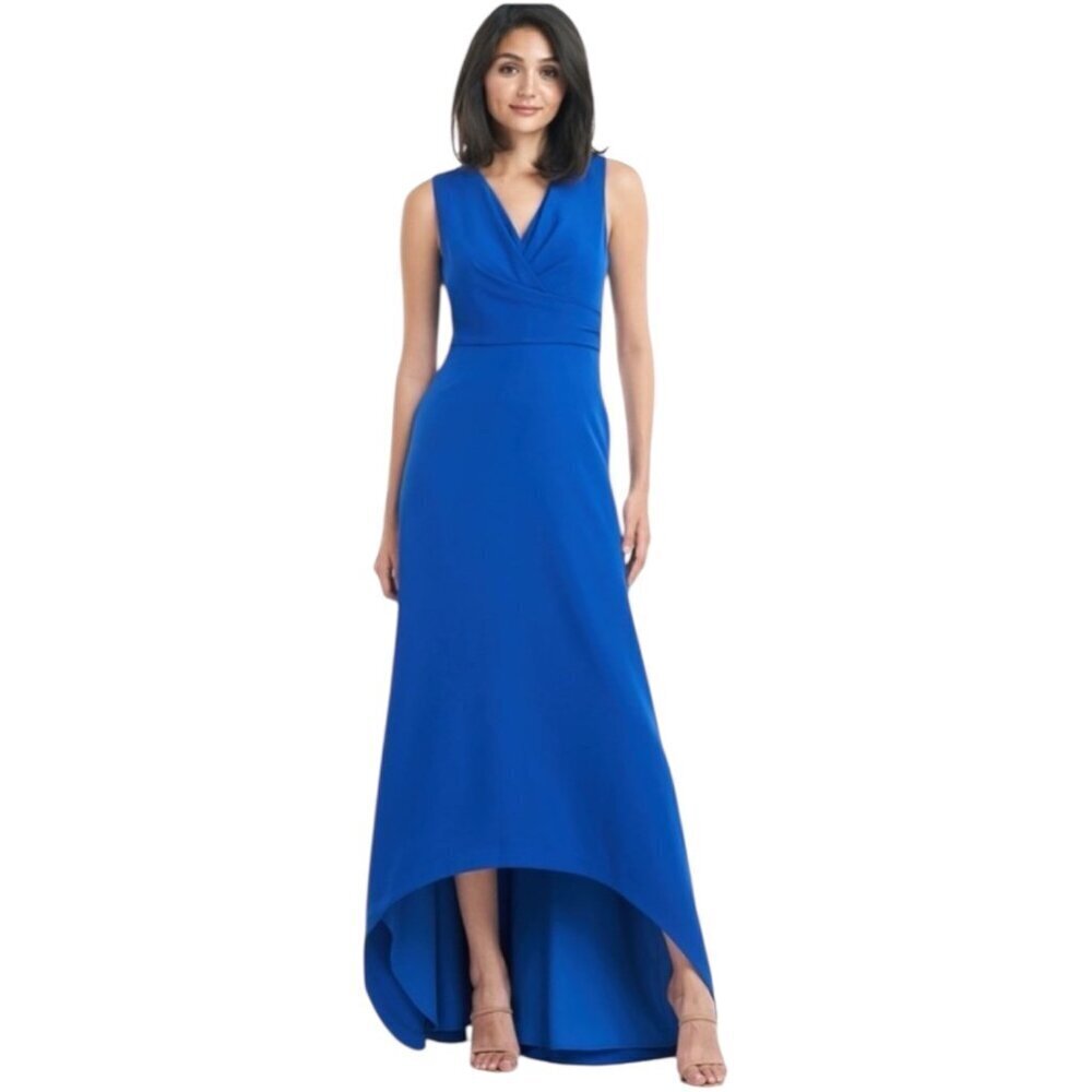Kay Unger New York Blue Sleeveless Hi-Low Evening Gown, Size 12 Formal Elegant